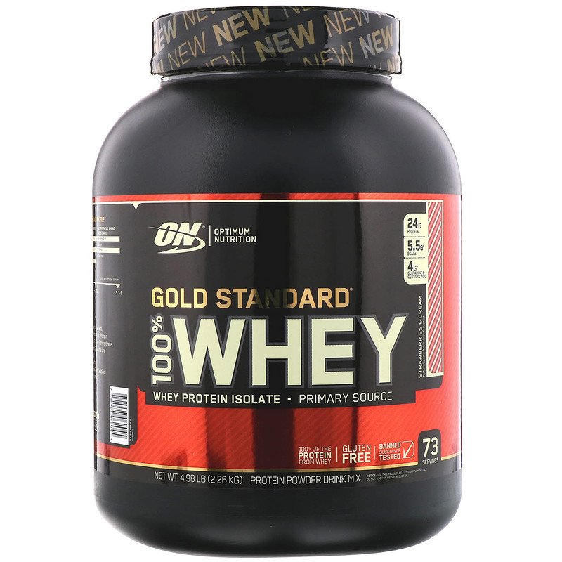 Optimum Nutrition Gold Standard 100% Whey Protein Powder - 24g Protein, 5.5g BCAAs